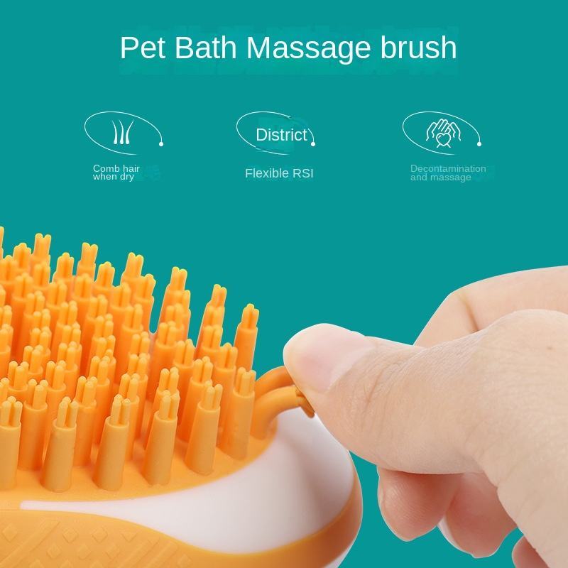 2-in-1 Pet Bath Brush & Massage Comb - Soft Silicone Grooming Tool for Dogs & Cats