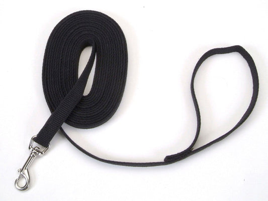 Lifestyle image of cotton web training leash in use