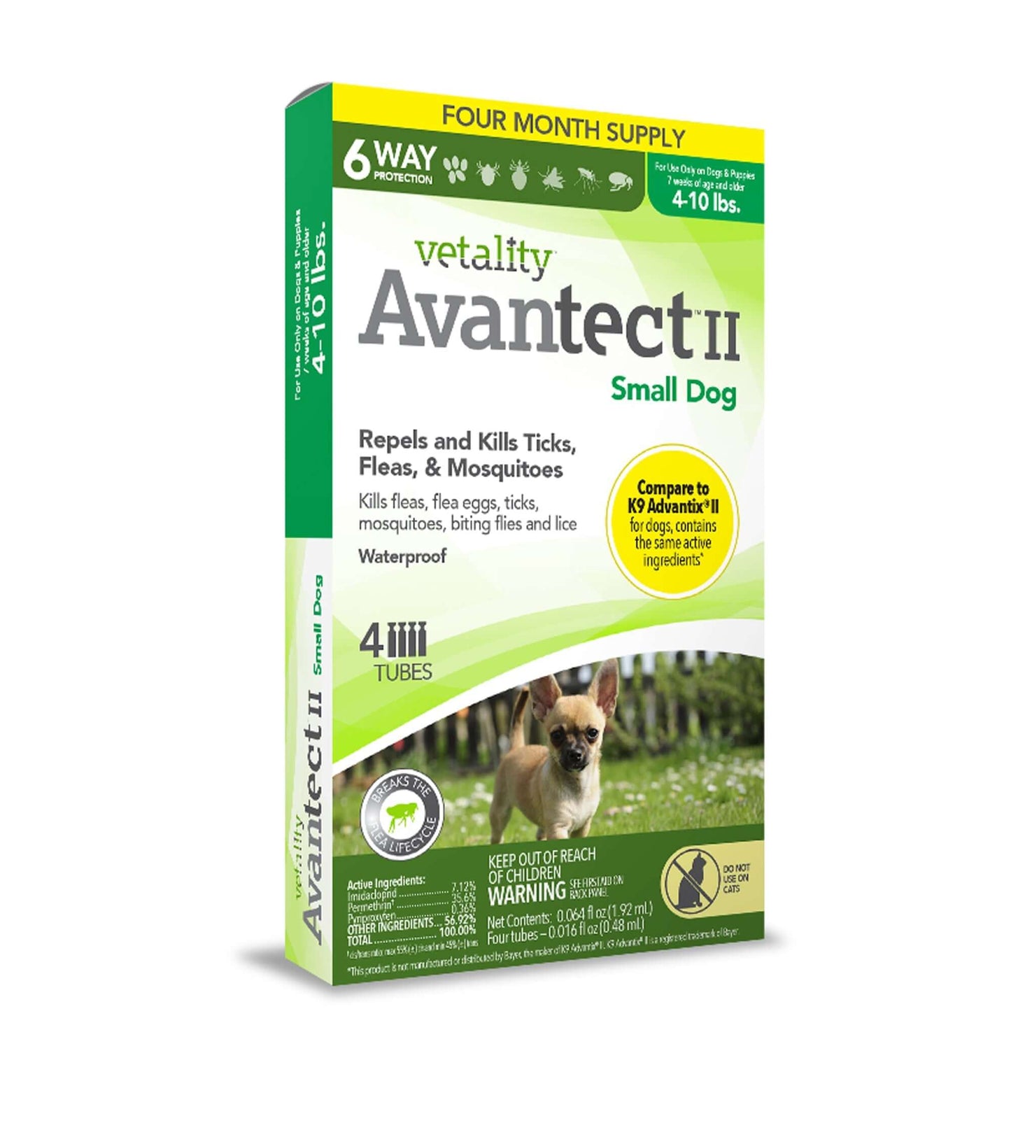 Vetality Avantect II Flea Tick For Dogs 1ea/0.064 fl oz, 4 ct