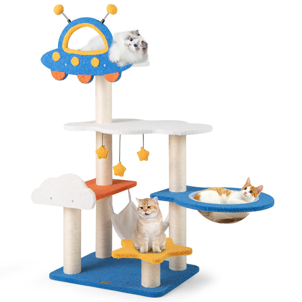 49" UFO Space Capsule Cat Tree - Multi-Level Tower with Sisal Scratching Posts