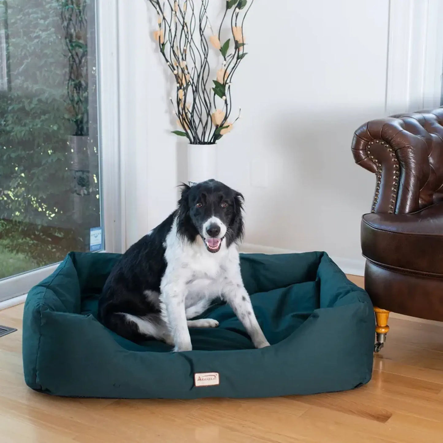 Armarkat Bolstered Dog Bed - Waterproof Comfort in Elegant Laurel Green