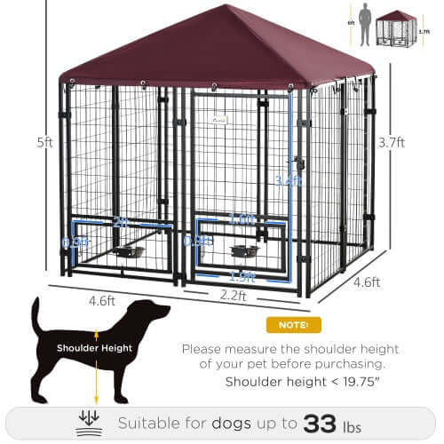 Premium Outdoor Dog Kennel with Rotating Bowl Rack