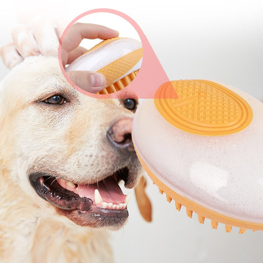 2-in-1 Pet Bath Brush & Massage Comb - Soft Silicone Grooming Tool for Dogs & Cats