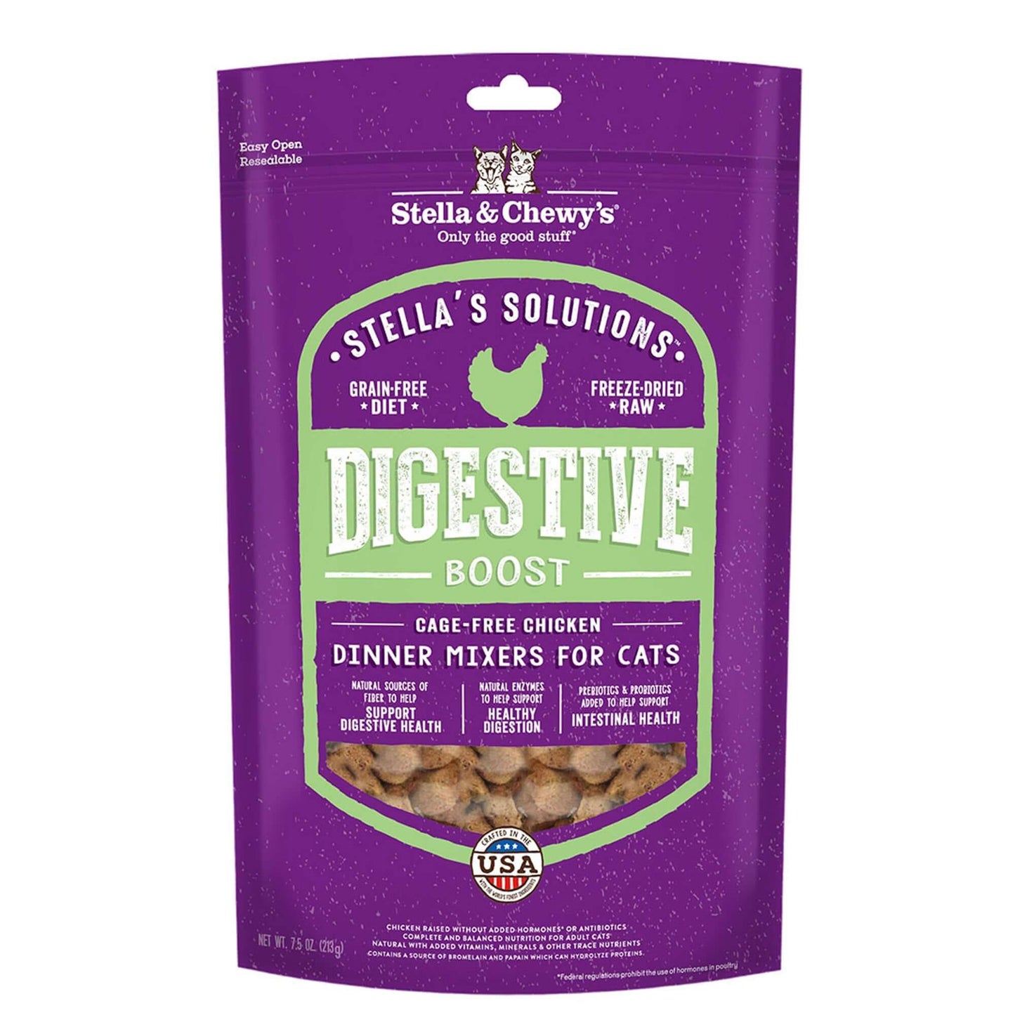 Stella & Chewy's Solutions Digestive Boost Freeze-Dried Chicken - Premium Cat Food 7.5oz