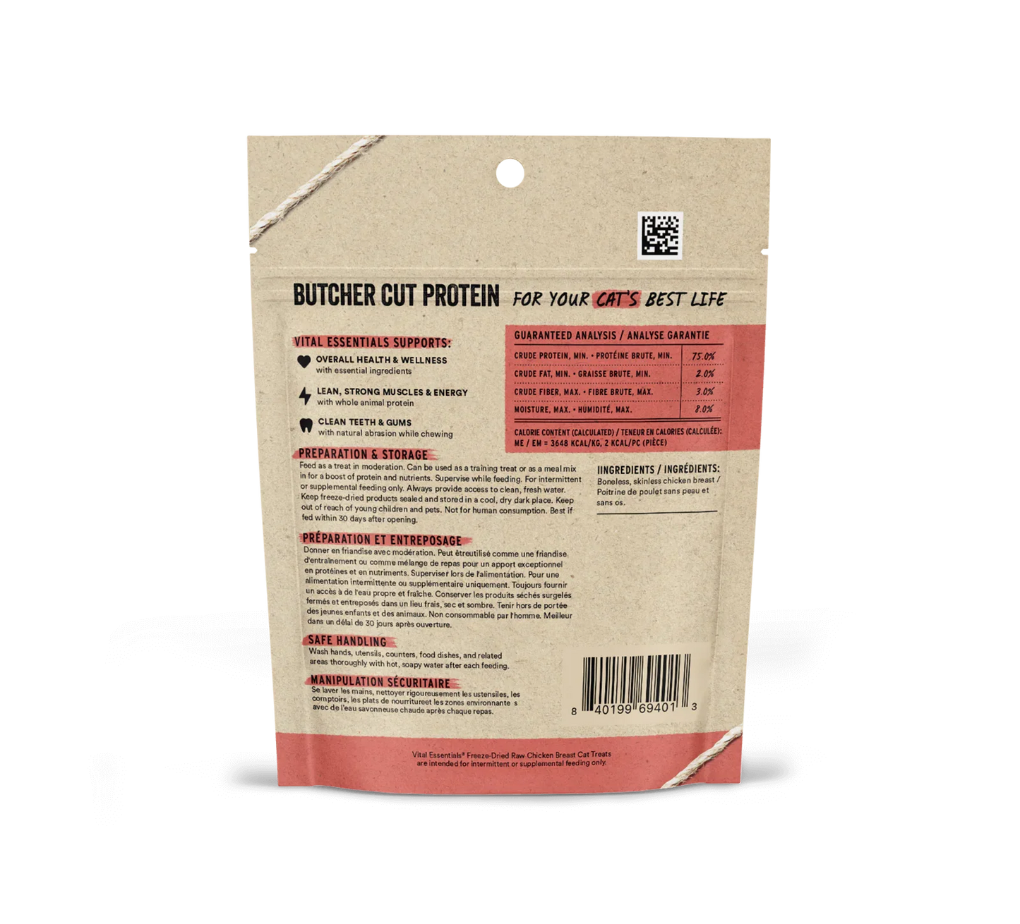 Vital Essentials Freeze-Dried Chicken Breast - Premium Cat Treats (1oz)