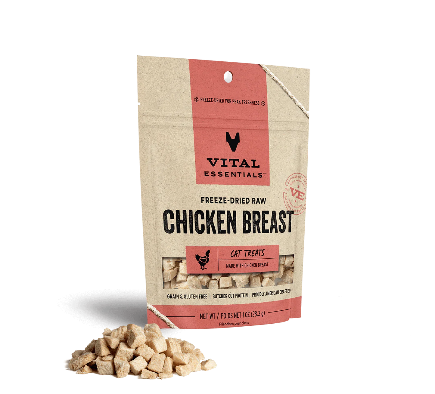 Vital Essentials Freeze-Dried Chicken Breast - Premium Cat Treats (1oz)