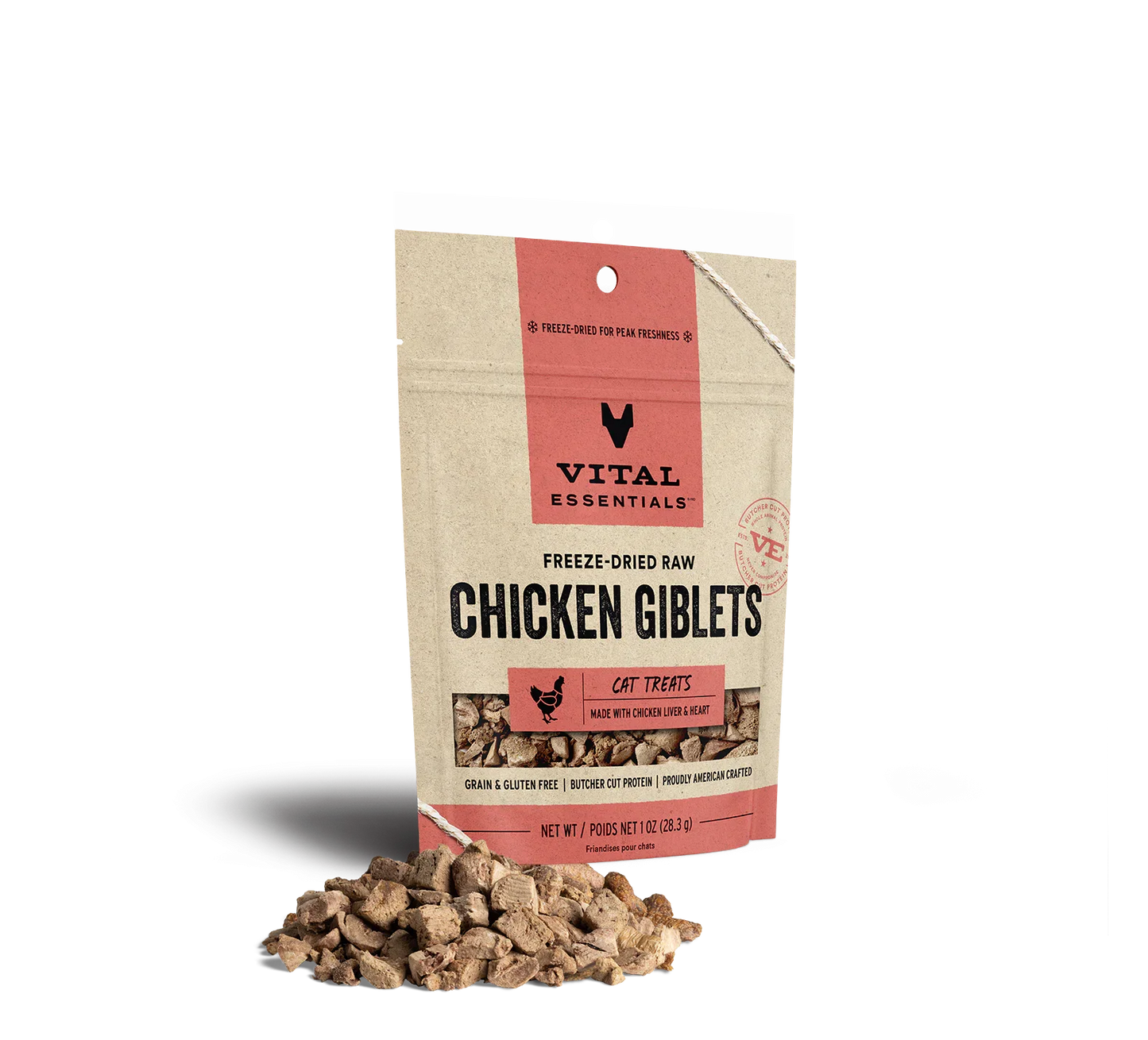 Vital Essentials Freeze-Dried Chicken Giblets - Premium Cat Treats (1oz)