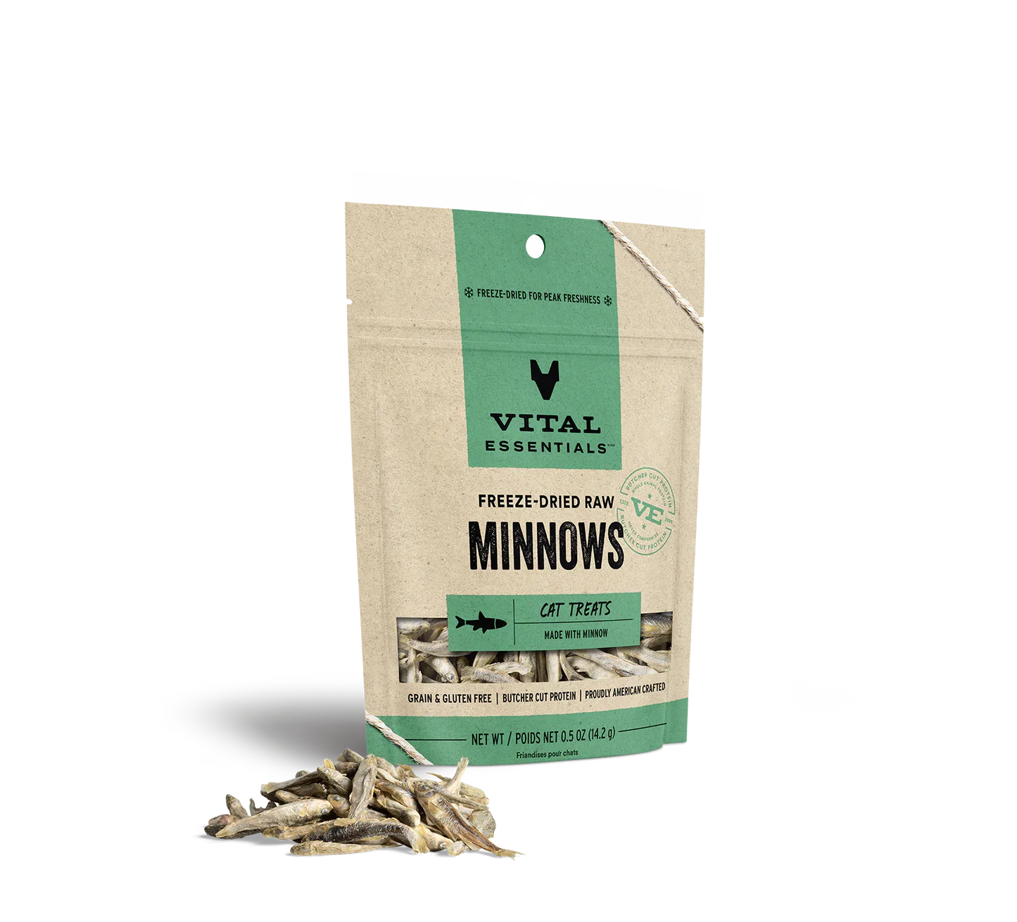 Vital Essentials Freeze-Dried Minnows - Premium Cat Treats (0.5oz)