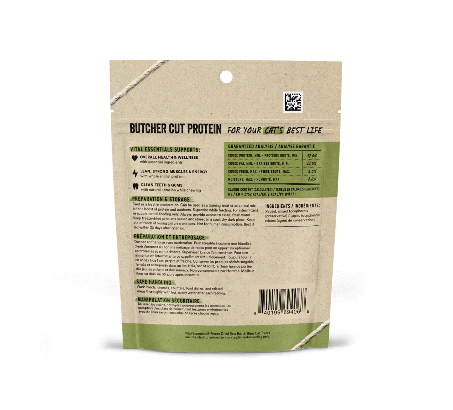 Vital Essentials Cat Freeze-Dried Treat Bites Rabbit 0.9oz.