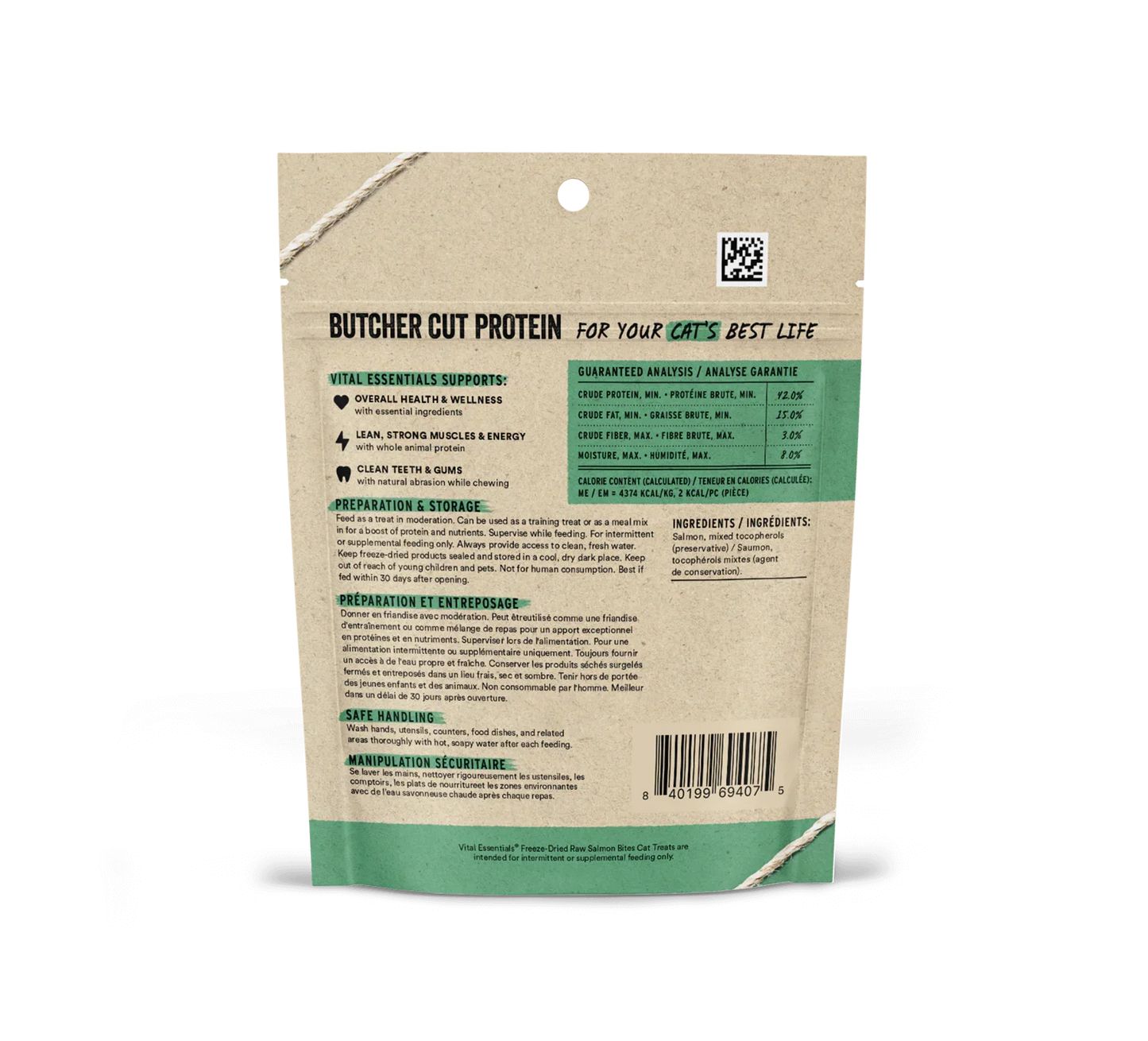 Vital Essentials Freeze-Dried Salmon Bites - Premium Cat Treats (1.1oz)