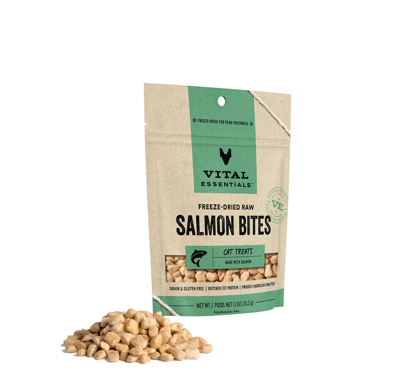 Vital Essentials Freeze-Dried Salmon Bites - Premium Cat Treats (1.1oz)