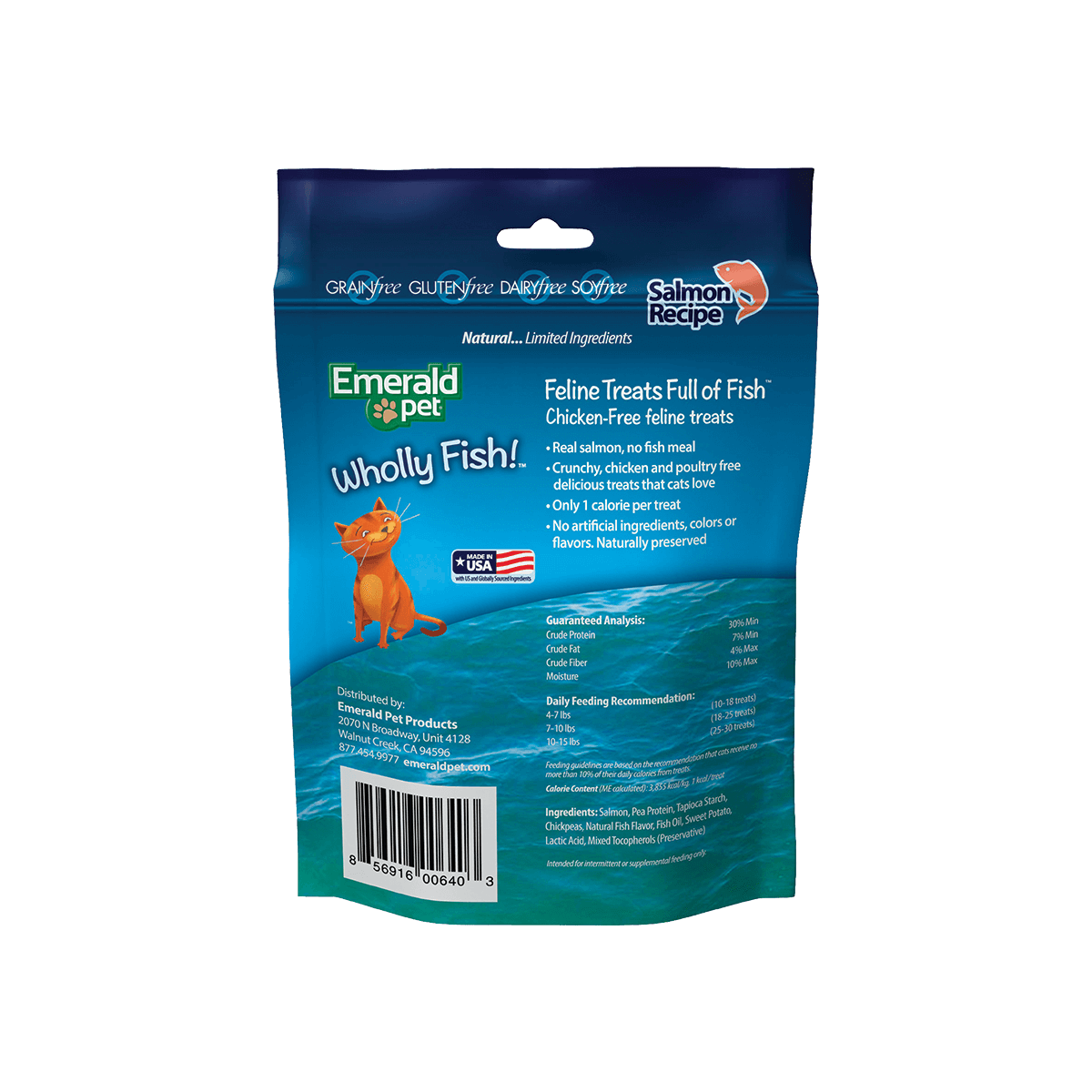 Emerald Pet Wholly Fish! Crunchy Cat Treats Salmon 3 oz
