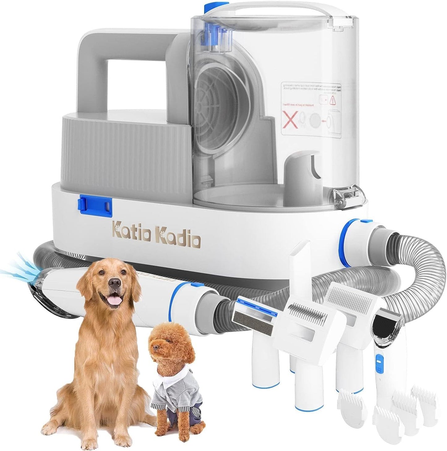 5-in-1 Dog Grooming Kit with Vacuum Suction - Low Noise Pet Hair Remover