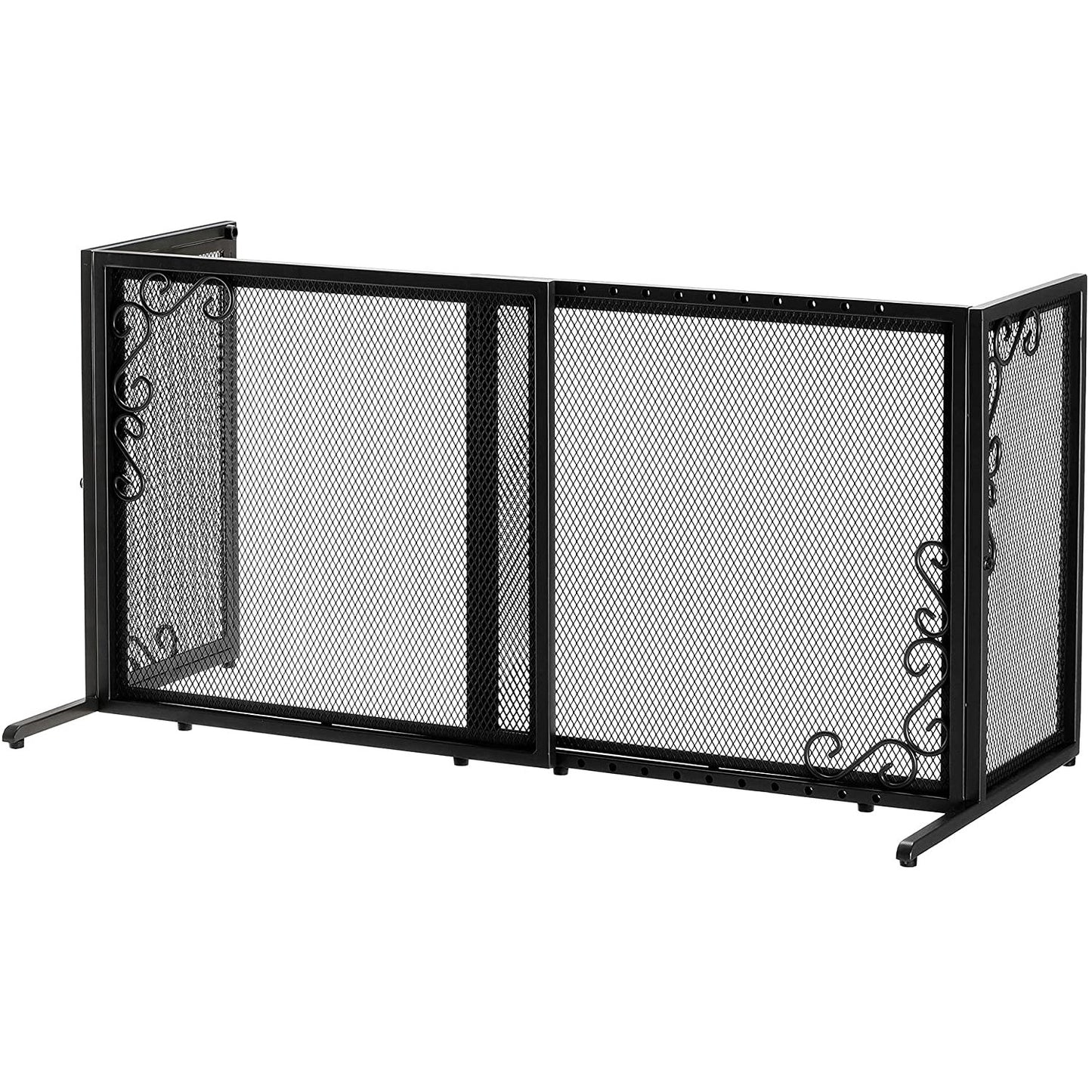 Richell Small Freestanding Metal Mesh Pet Gate - Black