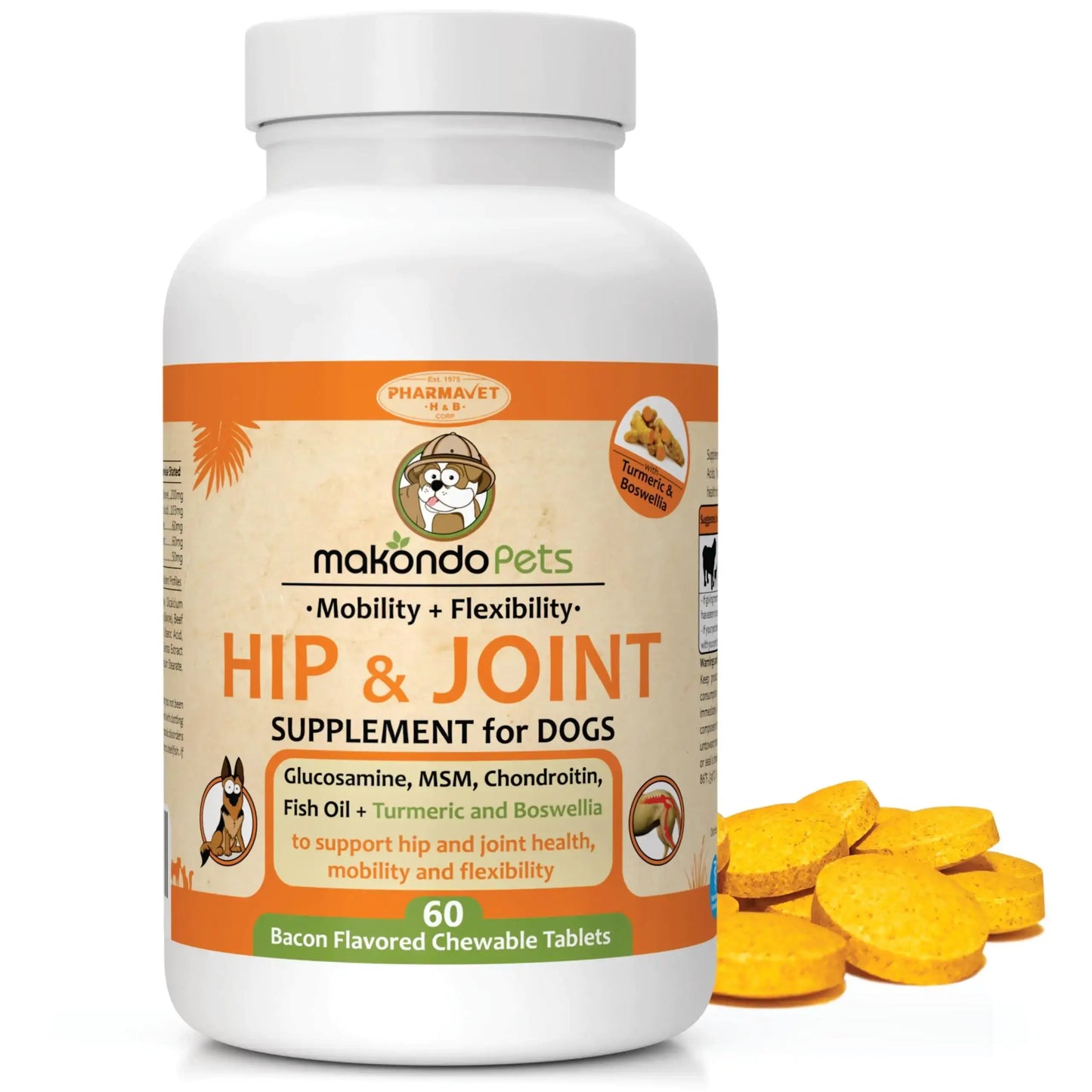 Advanced Hip & Joint Support for Dogs - Glucosamine, Chondroitin, MSM & Turmeric