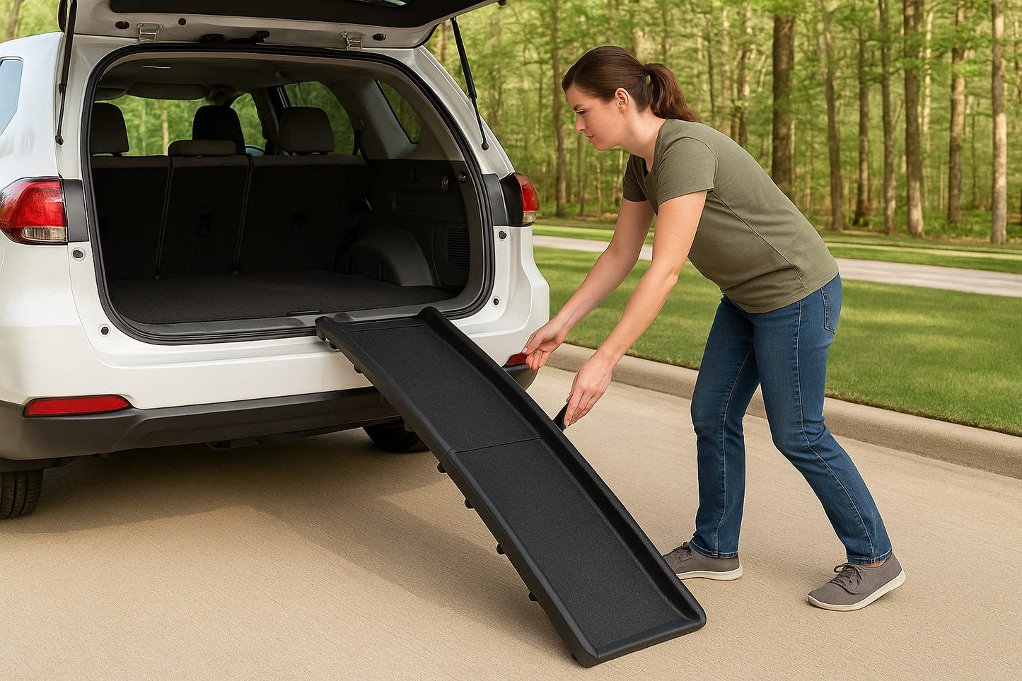 Setting up ramp at minivan