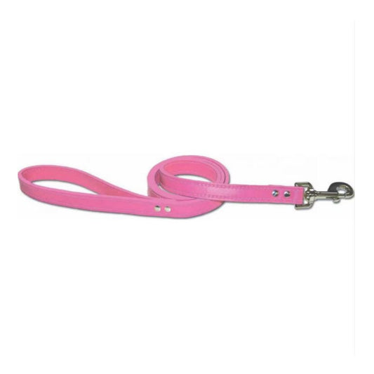 Premium Pink Leather Dog Leash - Handcrafted USA Made - 1/2 inch x 4 feet