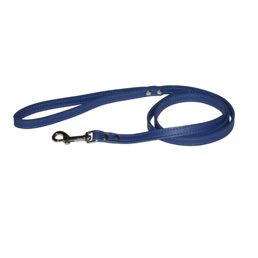 Premium Leather Dog Leash - Blue 3/4" x 4ft - Heavy Duty USA Made