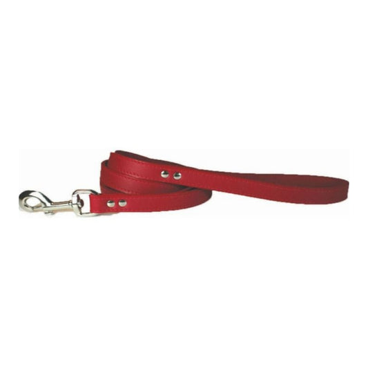 Premium Leather Dog Leash - Red 3/4 Inch x 4 Feet by Omni Pet