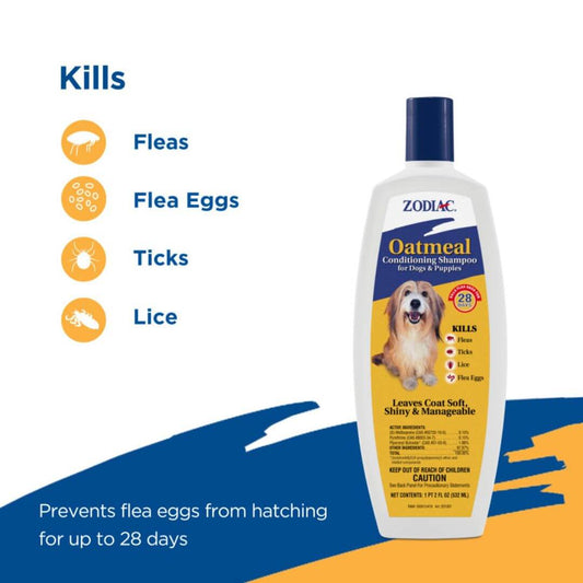 Zodiac Oatmeal Conditioning Shampoo for Dogs  Puppies 1ea/18 oz