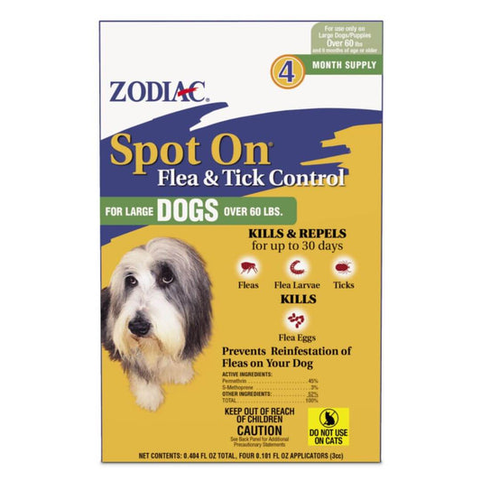 Zodiac Spot On Flea  Tick Control 1ea/Large Dogs Over 60 lb, 4 pk
