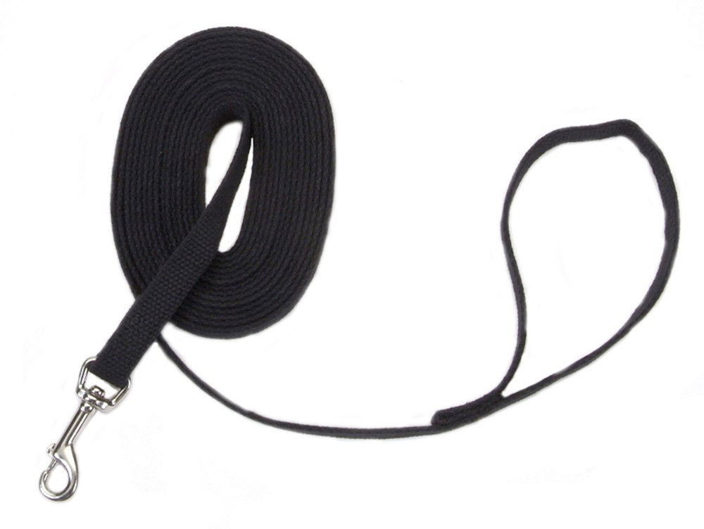 Train Right Cotton Web Training Dog Leash - Professional Grade Black 5/8" x 6ft