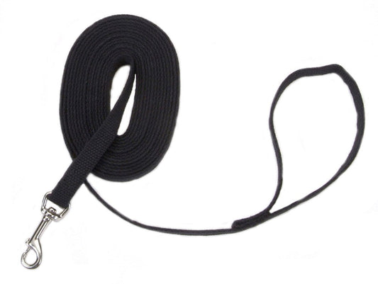 Train Right Cotton Web Training Dog Leash - Professional Grade Black 5/8" x 6ft
