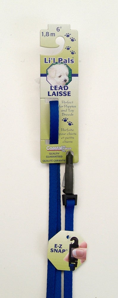Lil Pals Nylon Dog Leash with E-Z Snap Blue 3/8 In X 6 ft