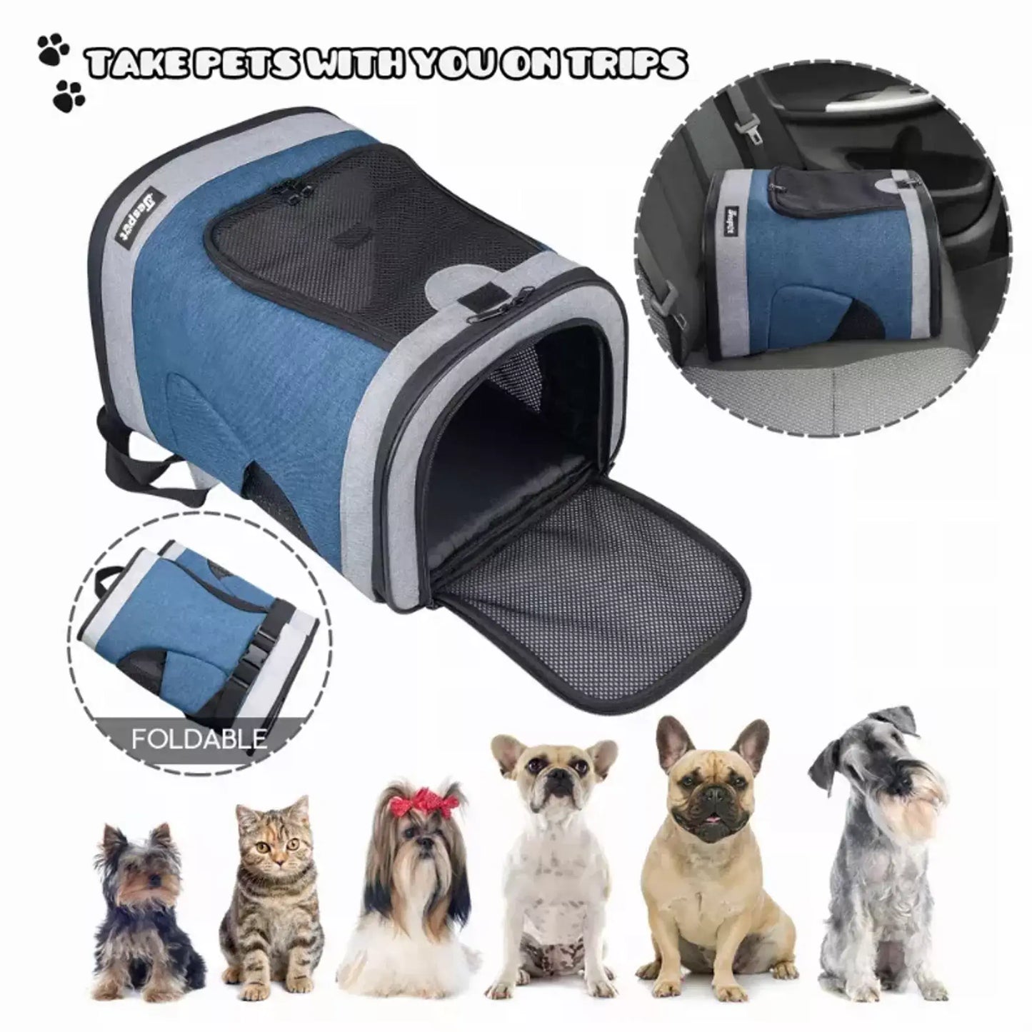 JESPET Pet Backpack Carrier for Small Dog, Puppy, Soft Carrier Backpack