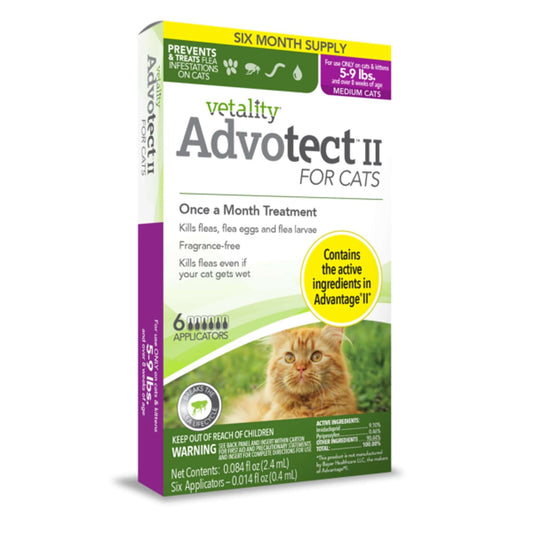 Vetality Advotect II Cat Flea Treatment Cats 5-9 lb, 6 Doses
