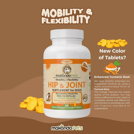 Advanced Hip & Joint Support for Dogs - Glucosamine, Chondroitin, MSM & Turmeric