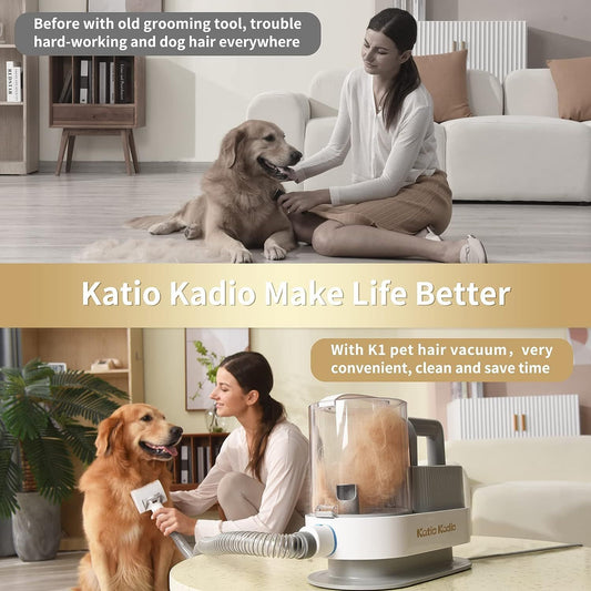 5-in-1 Dog Grooming Kit with Vacuum Suction - Low Noise Pet Hair Remover