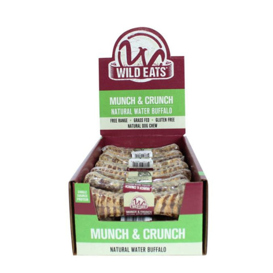 Wild Eats Munch & Crunch Water Buffalo Chews - Display Box, 22 Count