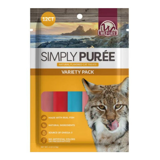 Wild Eats Cat Puree Treats - Tuna, Snapper & Salmon Variety Pack (12 Pack)