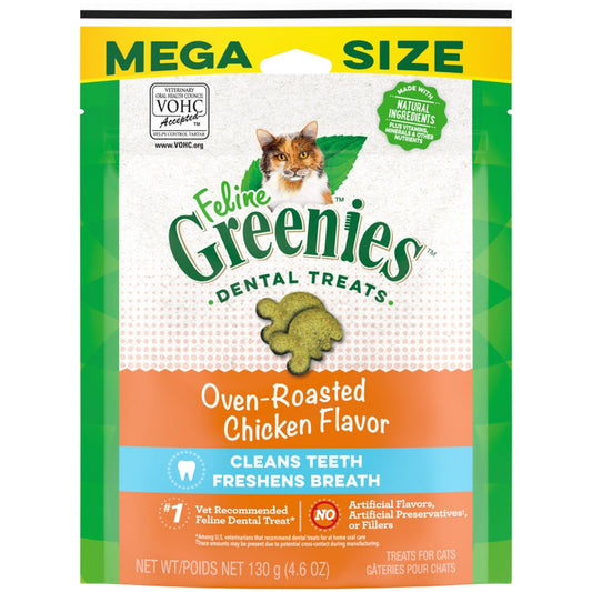 Greenies Feline Adult Cat Dental Treats Oven Roasted Chicken 4.6 oz