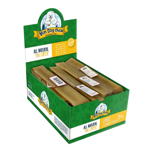 Yeti Dog Coconut Yak & Cow Milk Chews - Large Size Bulk Display Box, 14 Count (3 lbs)