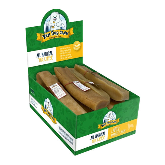 Yeti Dog Mango Yak & Cow Milk Chews - Large Size Bulk Display Box, 14 Count (3 lbs)