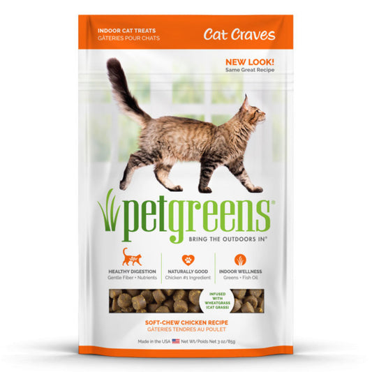 Pet Greens Cat Craves Semi-Moist Soft Cat Treats Chicken 3 oz