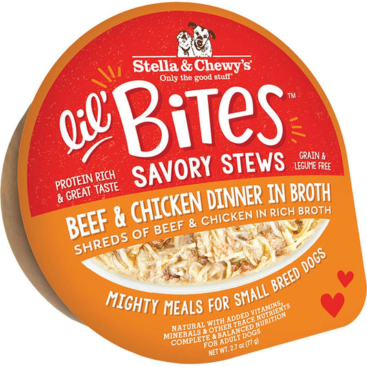 Stella & Chewy's Lil' Bites Savory Stew Beef & Chicken Dog Food - 2.7oz Case (12 Pack)