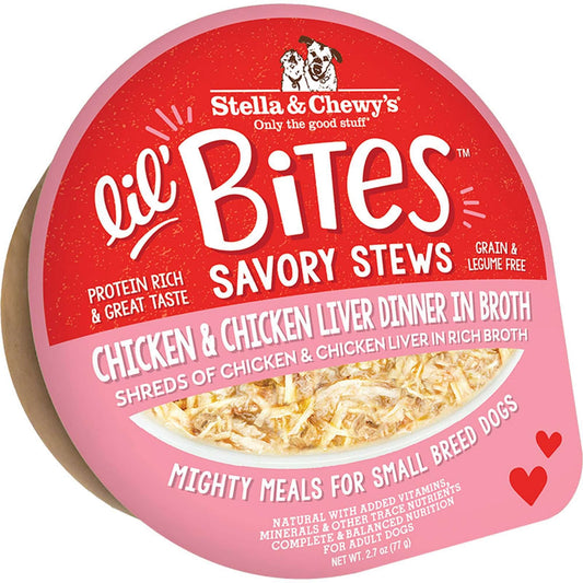 Stella & Chewy's Lil' Bites Savory Stew Chicken & Liver Dog Food - 2.7oz Case (12 Pack)