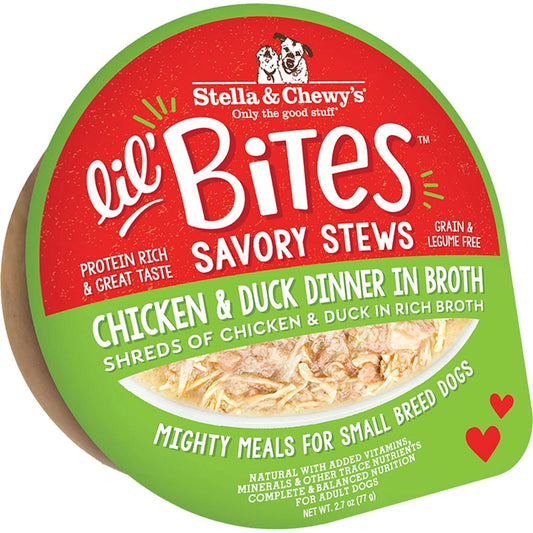 Stella & Chewy's Lil' Bites Savory Stew Chicken & Duck Dog Food - 2.7oz Case (12 Pack)