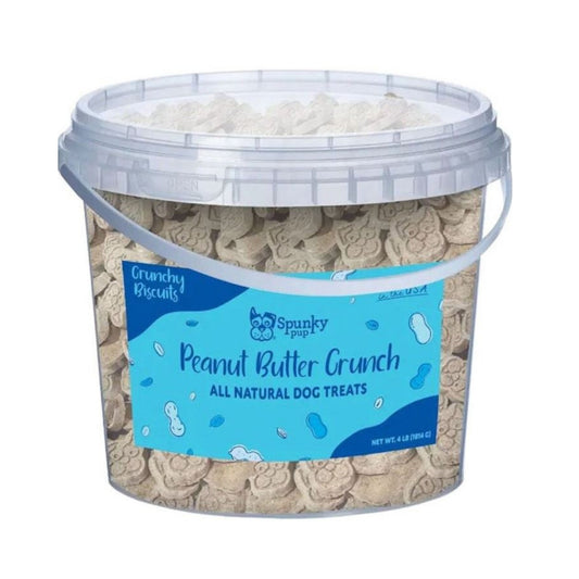 Spunkypup Crunchy Peanut Butter Biscuit Dog Treats - Bulk Bucket 4 lb