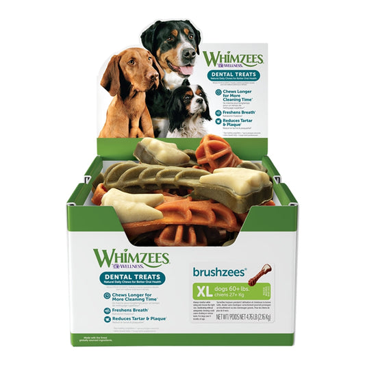 Whimzees Natural Toothbrush Star Dental Chews - Extra Large Bulk Box (18 Count)