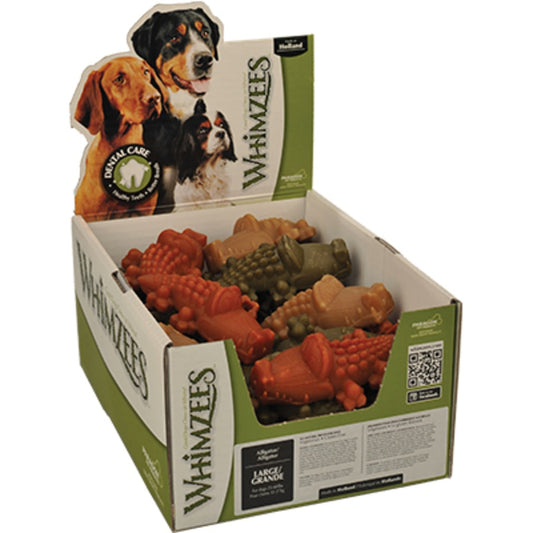 Whimzees Natural Alligator Dental Chews - Large Bulk Box (30 Count)