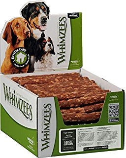 Whimzees Natural Veggie Sausage Dental Chews - Large Size Bulk Box (50 Count)