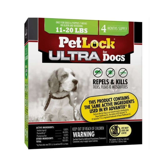 Petlock Ultra Flea & Tick Control for Dogs 11-20 Lb 4 Pk