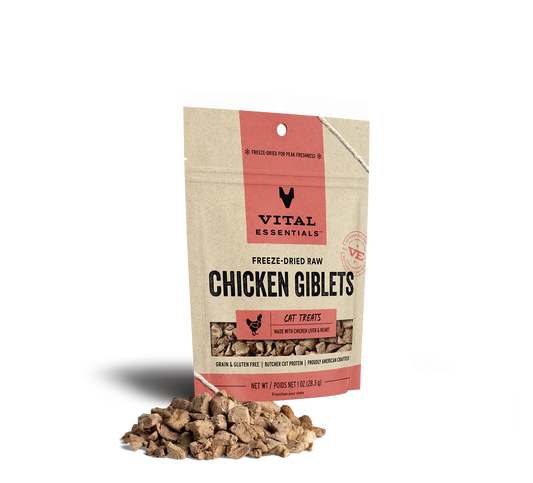 Vital Essentials Freeze-Dried Chicken Giblets - Premium Cat Treats (1oz)