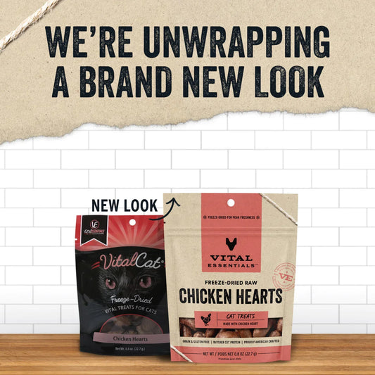 Vital Essentials Freeze-Dried Chicken Hearts - Premium Cat Treats (0.8oz)