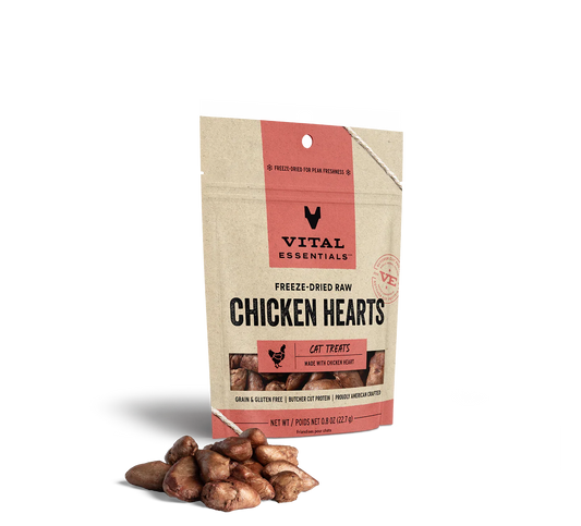 Vital Essentials Freeze-Dried Chicken Hearts - Premium Cat Treats (0.8oz)