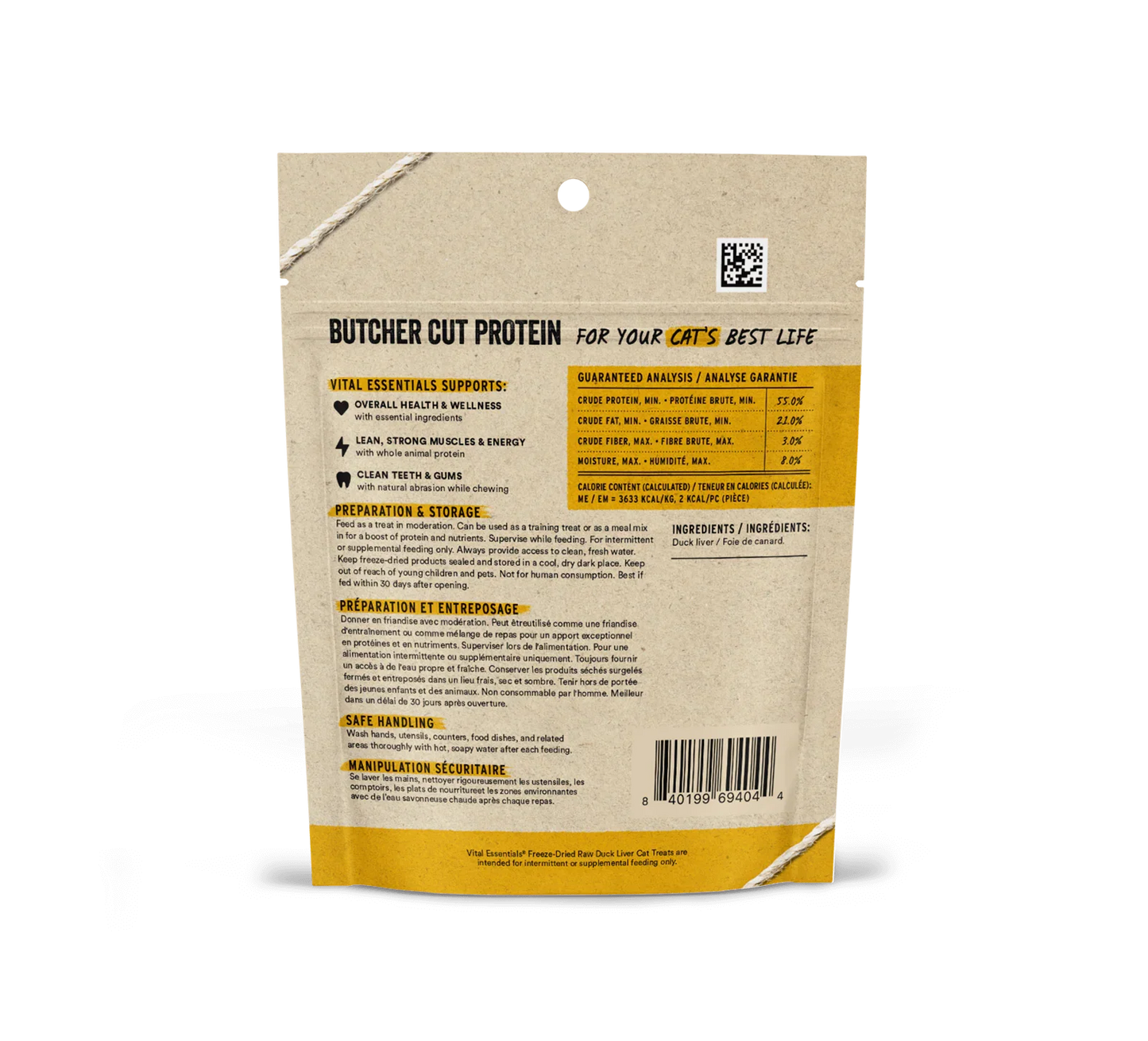 Vital Essentials Freeze-Dried Duck Liver - Premium Cat Treats (0.9oz)
